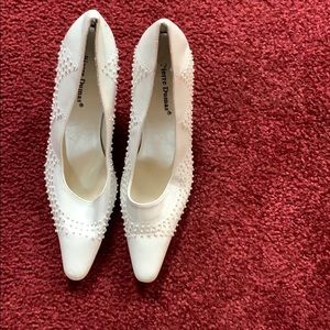 White Shoes with pearl accents